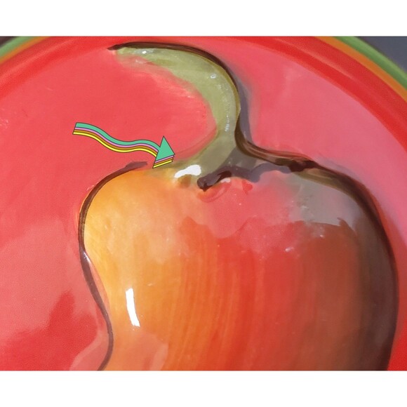 CLAY ART HAND PAINTED JALAPENO MARGARITA SALTER 7" PEPPERS Trinket Nut Dish Red - Picture 3 of 8